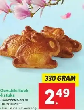 Lidl Gevulde koek | 4 stuks • roomboterkoek in paashaasvorm aanbieding