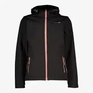 Scapino Mountain peak meisjes softshell jas zwart met roze aanbieding