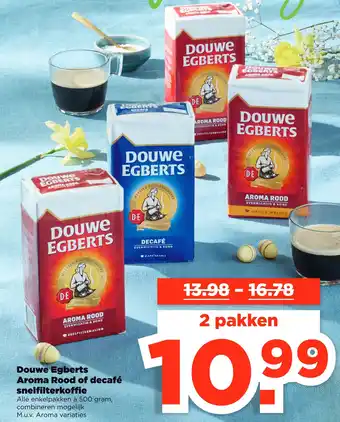 PLUS Douwe egberts aroma rood of decafé snelfilterkoffie aanbieding