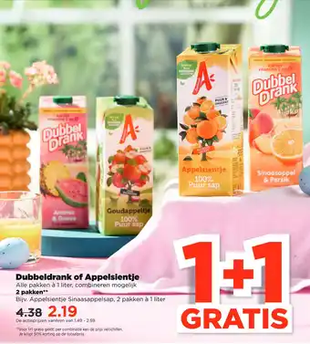 PLUS Dubbeldrank of appelsientje aanbieding