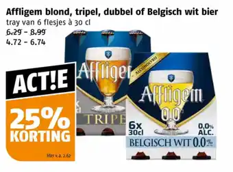 Poiesz Affligem blond, tripel, dubbel of Belgisch wit bier tray van 6 flesjes a 30 cl aanbieding