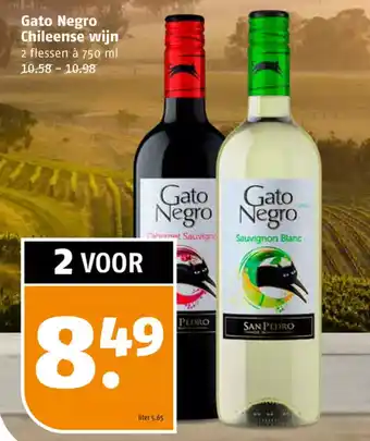 Poiesz Gato Negro Chileense wijn 2 flessen a 750 ml aanbieding