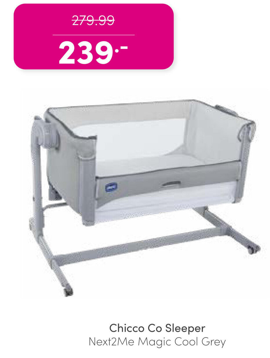 Chicco co sleeper Next2me magic cool grey aanbieding bij Baby & Tiener