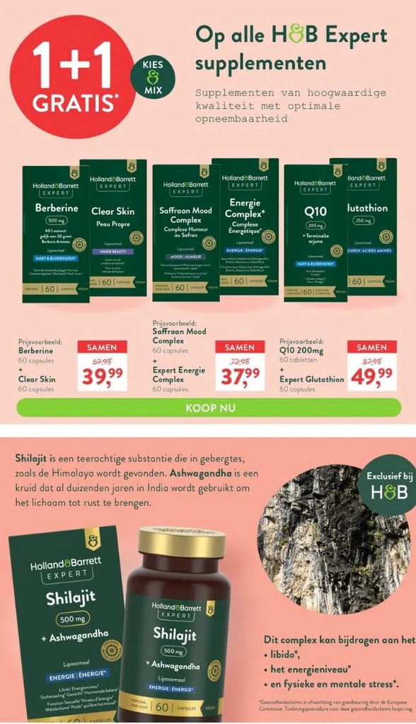 Prijsvoorbeeld berberine 60 capsules aanbieding bij Holland & Barrett