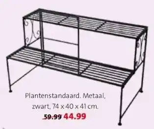 Intratuin Plantenstandaard. metaal, zwart, 74 x 40 x 41 cm. aanbieding