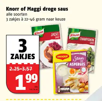 Poiesz Knoor of Maggi droge saus 3*22-46g aanbieding