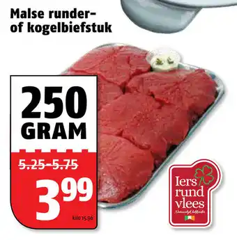 Poiesz Iers Rund Vlees Malse runder- of kogelbiefstuk 250g aanbieding