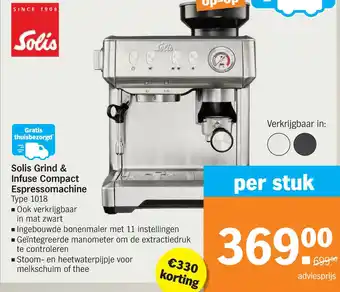 Albert Heijn Solis grind & infuse compact espressomachine type 1018 aanbieding