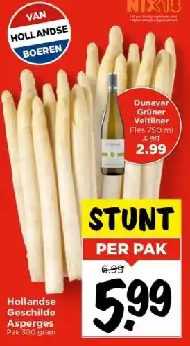 Vomar Voordeelmarkt Hollandse geschilde asperges pak 300 gram aanbieding