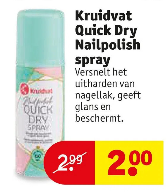 Kruidvat quick dry nailpolish spray aanbieding bij Kruidvat