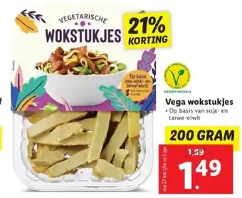 Lidl Vega wokstukjes op basis van soja- en tarwe-eiwit aanbieding