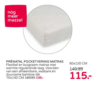 Prenatal Prénatal pocketvering matras aanbieding