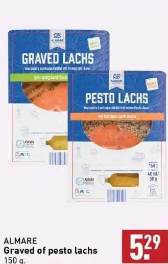 ALDI Graved of pesto lachs 150 g. aanbieding