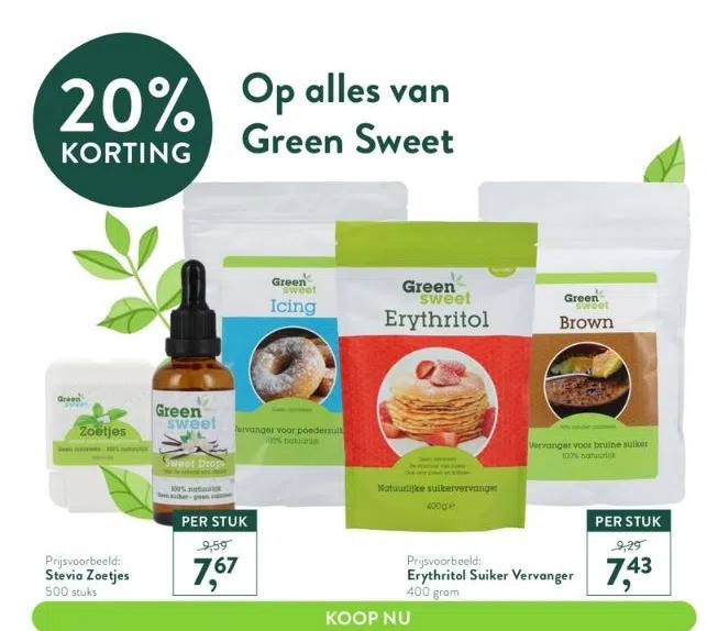 Prijsvoorbeeld stevia zoetjes aanbieding bij Holland & Barrett