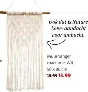 Intratuin Muurhanger macramé. wit, 50 x 80 cm. aanbieding