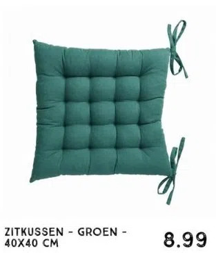 Xenos Zitkussen -  groen - 40x40 cm aanbieding