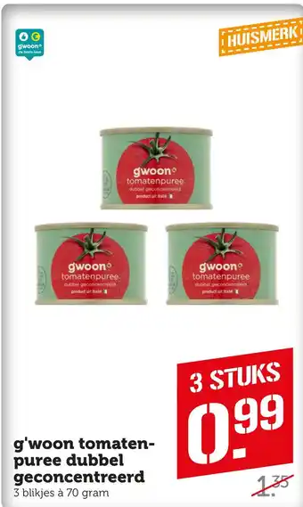 Coop G'woon tomatenpuree dubbel geconcentreerd aanbieding