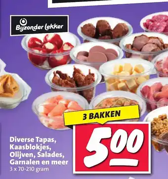 Nettorama Diverse tapas, kaasblokjes, olijven, salades, garnalen en meer aanbieding