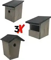 Bol.com Garden spirit vogelhuisje set van 3 - nestkast roodborstje koolmees aanbieding