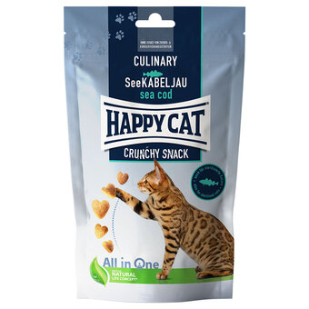 Zooplus 2x70g happy cat culinary crunchy snack kabeljauw kattensnack aanbieding