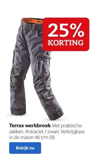 Boerenbond Terrax werkbroek aanbieding