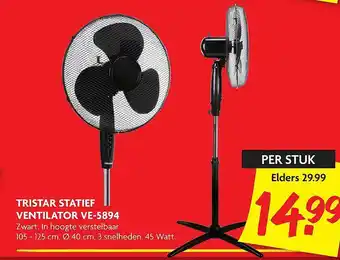 Dekamarkt Tristar Statief Ventilator VE-5894 aanbieding