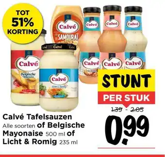 Vomar Voordeelmarkt Calvé Tafelsauzen Of Belgische Mayonaise Of Licht & Romig Tot 51% Korting aanbieding