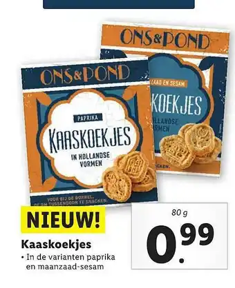 Lidl Ons & Pond Kaaskoekjes 80g aanbieding