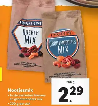 Lidl Ons & Pond Nootjesmix 200g aanbieding