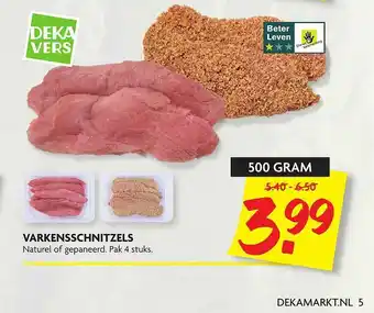 Dekamarkt Varkensschnitzels Naturel Of Gepaneerd 500gram aanbieding