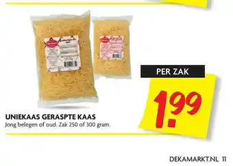 Dekamarkt Uniekaas Geraspte Kaas Jong Belegen Of Oud 300 gram aanbieding