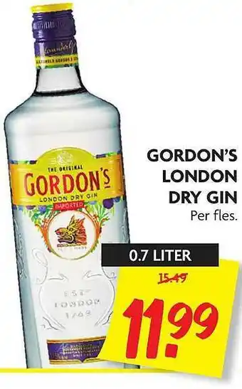 Dekamarkt Gordon's London Dry Gin 0.7 liter aanbieding