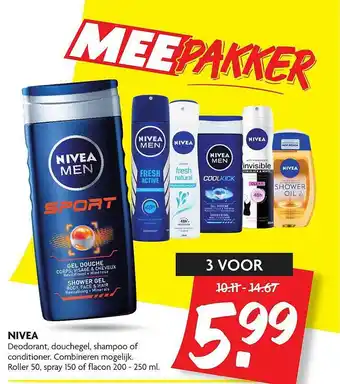 Dekamarkt Nivea Deodorant, Douchegel, Shampoo Of Conditioner 200-250 ml aanbieding