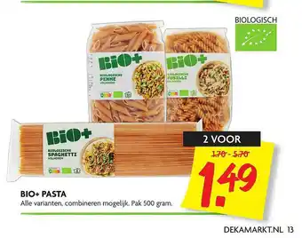 Dekamarkt Bio+ pasta 500 gram aanbieding