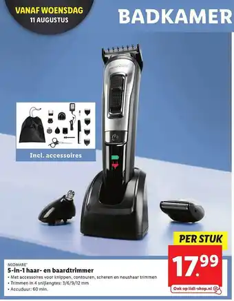 Lidl Miomare® 5-in-1 Haar- En Baardtrimmer aanbieding