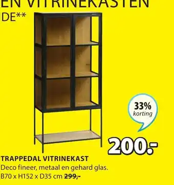 Jysk Trappedal Vitrinekast B70xH152xD35 cm aanbieding