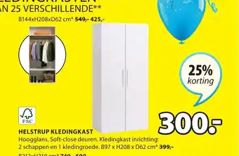 Jysk Helstrup Kledingkast B97xH208xD62 cm aanbieding