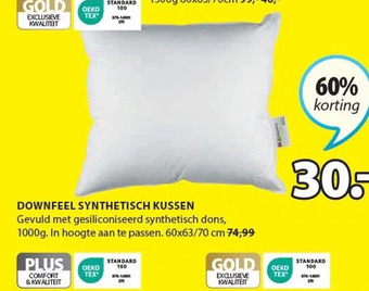 Jysk Downfeel synthetisch kussen aanbieding