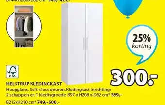 Jysk Helstrup kledingkast aanbieding