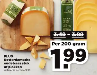 PLUS Rottendamsche oude kaas stuk of plakken 200 gram aanbieding