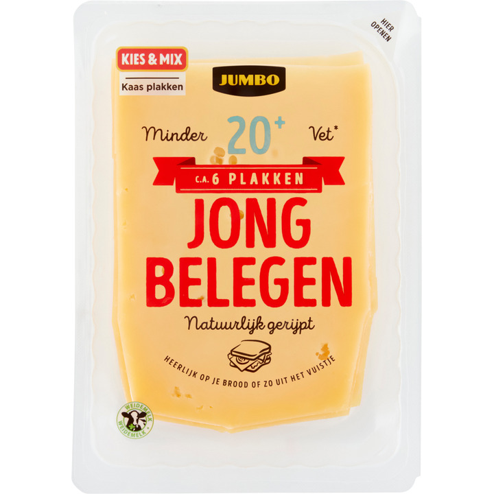 Jumbo Jumbo jong belegen kaas 20+ plakken 190g aanbieding