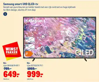 Makro Samsung Smart UHD QLED-Tv (65") aanbieding