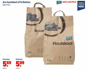 Makro Aro houtskool of briketten 5 kilo 6,88 incl. aanbieding