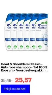 Bol.com Head & shoulders classic - anti-roos shampoo - tot 100% roosvrij - voordeelverpakking 6 x 285 ml aanbieding