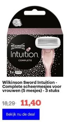Bol.com Wilkinson sword intuition - complete scheermesjes voor vrouwen (5 mesjes) - 3 stuks aanbieding