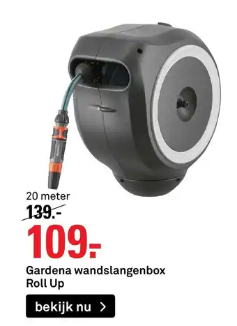 Karwei Gardena wandslangenbox roll up 20 meter aanbieding