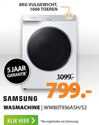 Expert SAMSUNG Wasmachine I  WW80T936ASH/S2 aanbieding