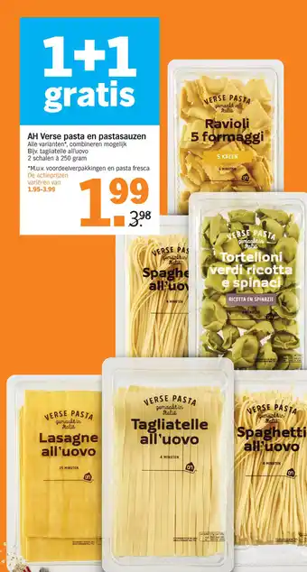 Albert Heijn AH Verse pasta en pastasauzen aanbieding