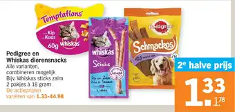 Albert Heijn Pedigree en Whiskas dierensnacks aanbieding