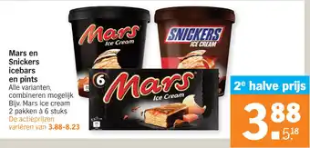 Albert Heijn Mars en Snickers icebars en pints aanbieding